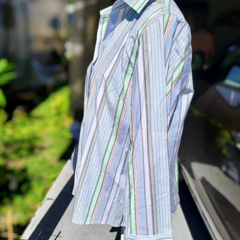 Talbots Mulit Colored Button Down Top -14 Size - image 3